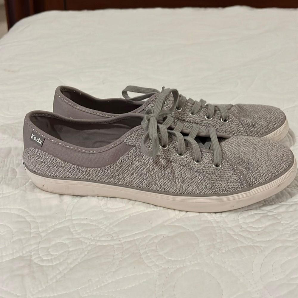 Gently Used Keds Flat Gray Cloth Sneakers, Size 9.5